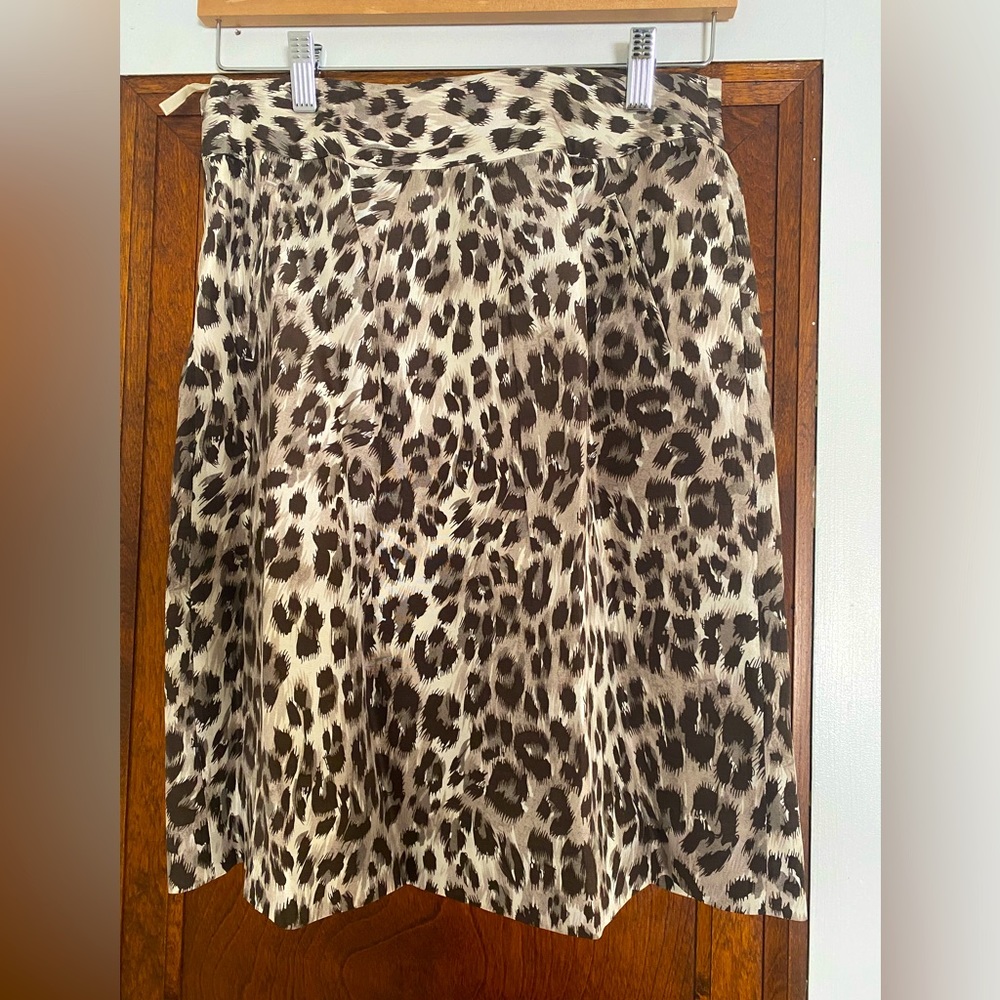 Banana Republic Silk Leopard Pencil Skirt